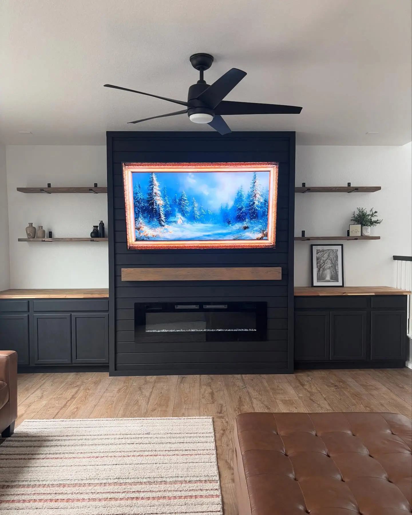 Custom built-ins and fireplace wall in a Parker, Colorado home