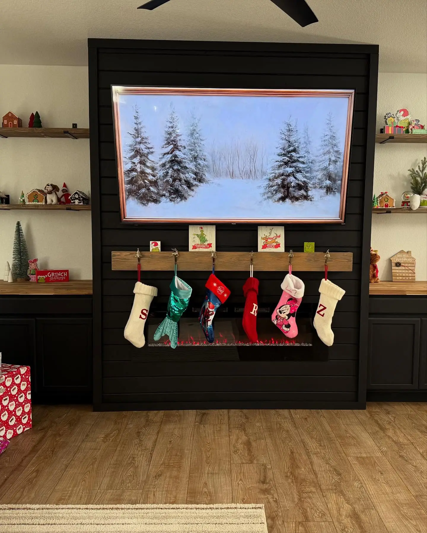 Custom built-ins with fireplace completed by Mountain Ridge Renovations