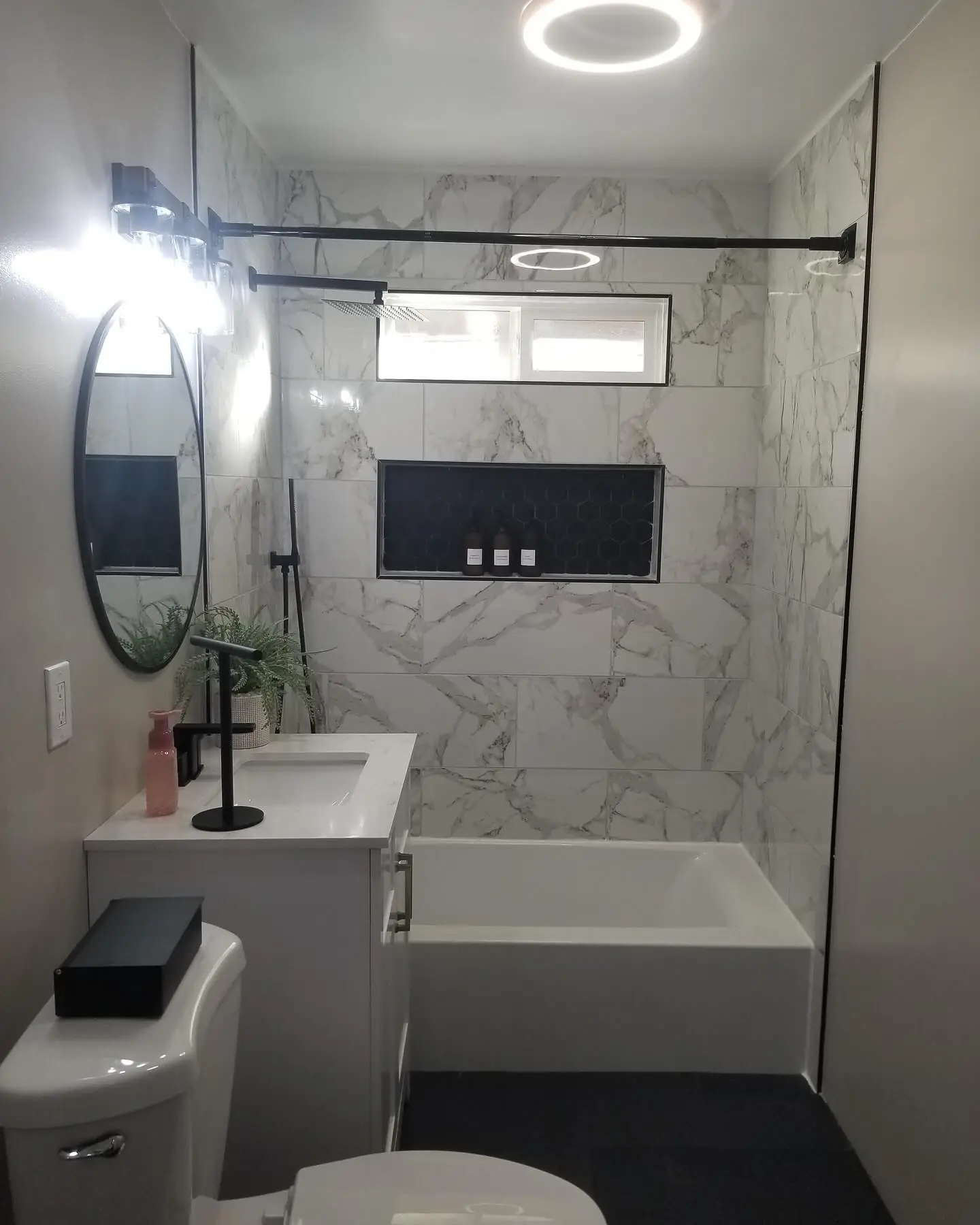 Finished full bathroom remodel with new tile in the Parker, Colorado area