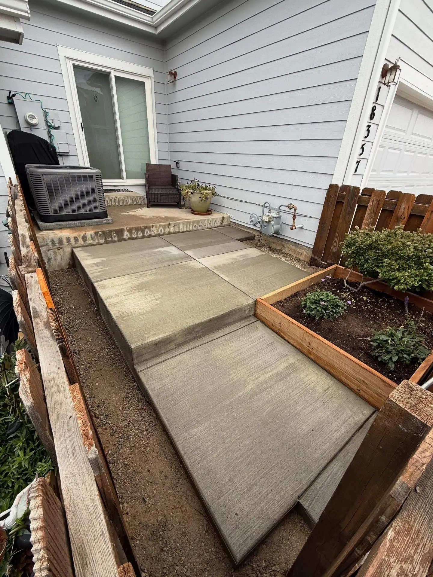 Updated concrete patio with steps in the Castle Rock, Colorado area